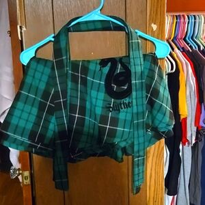Harry Potter Slytherin House Plaid Skirt w/ Suspenders